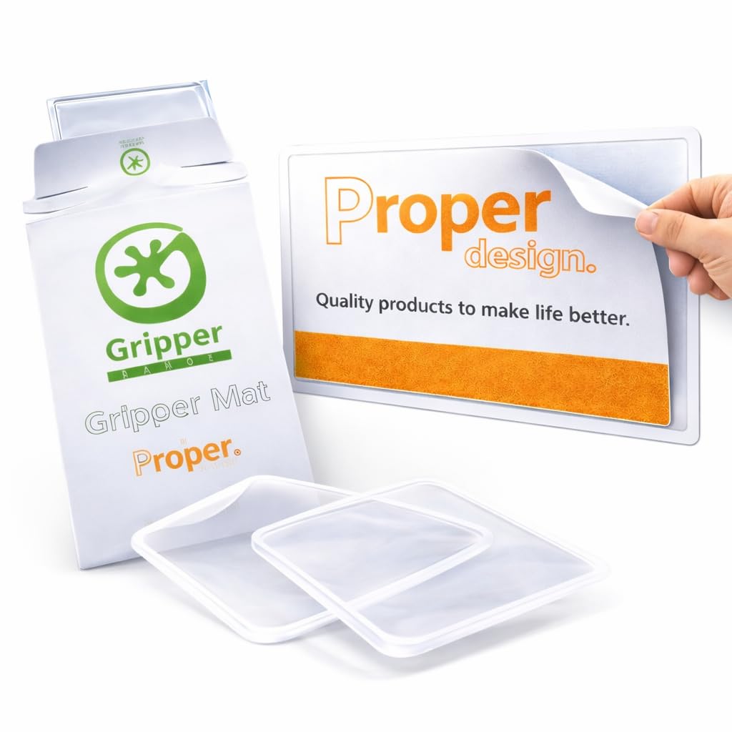 Proper Design gripper mat front view showing compact shape and quick install benefit