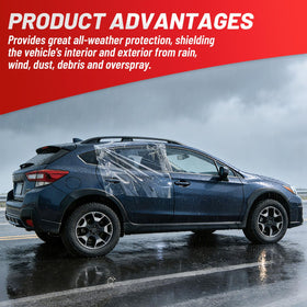 ProRefine film applied to broken windshield protecting interior from weather