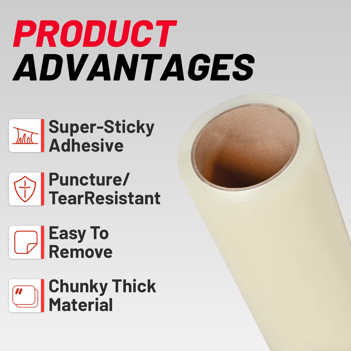 ProRefine adhesive edge close-up showing tacky film for secure hold