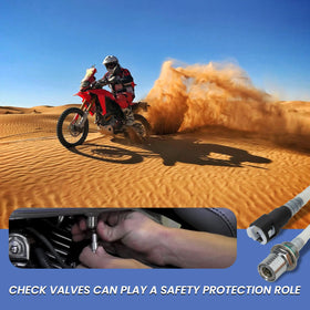 Prosentuo hose installed on Harley fuel line illustrating direct-fit convenience