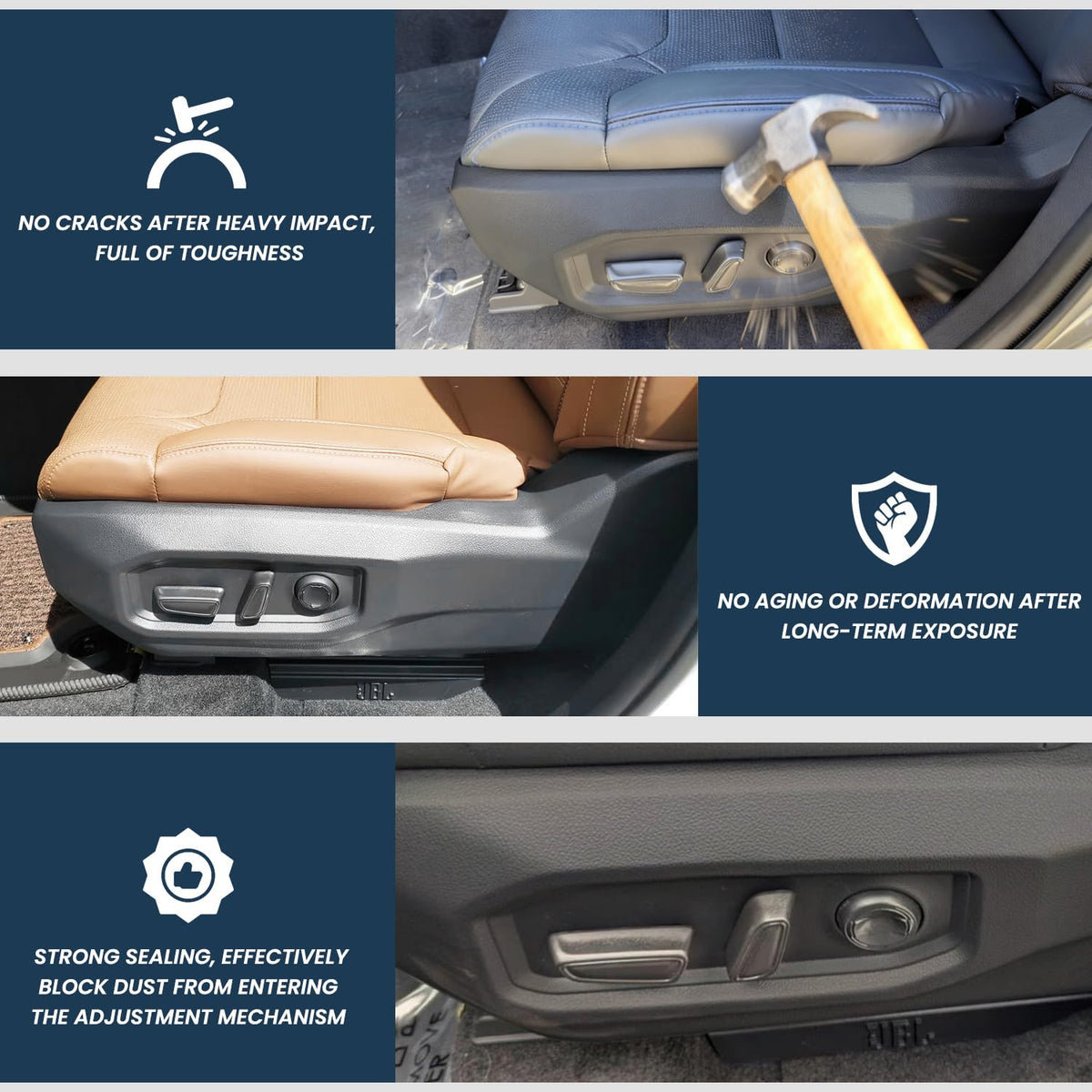 Prosentuo replacement seat panel installed in a Toyota Tundra interior for visual restoration