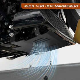 Prosentuo skid plate next to boot showing scale and lightweight benefit