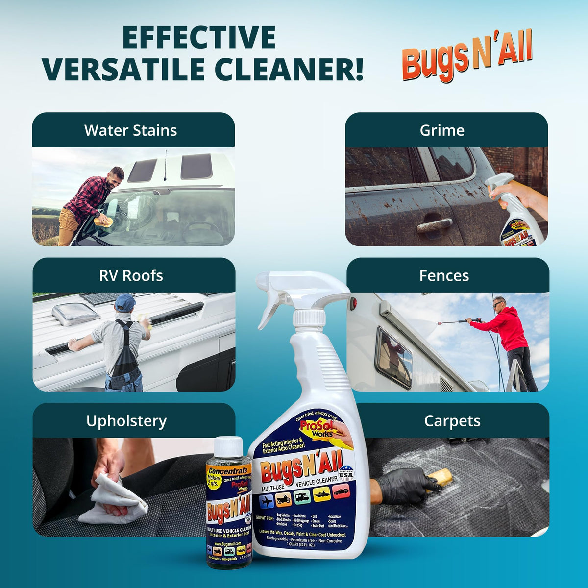 PROSOL WORKS spraying cleaner on car bumper to remove grime
