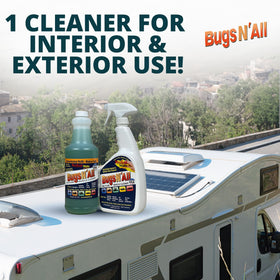 PROSOL WORKS being sprayed on windshield to dissolve bugs quickly