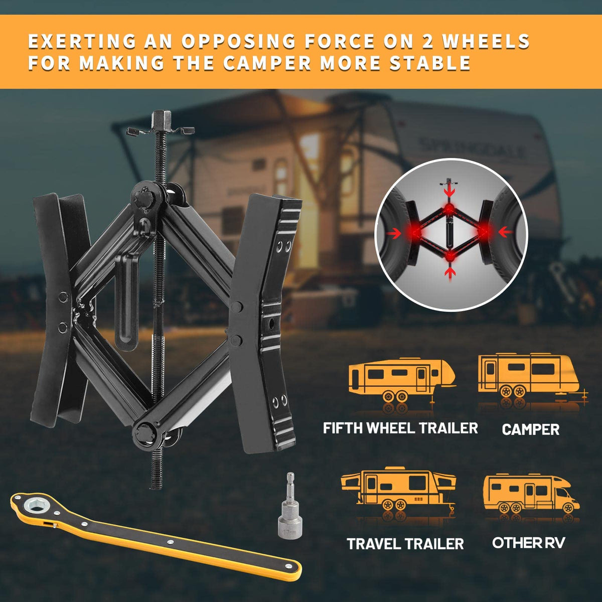 Proud Panda side profile of expanded scissor mechanism showing strong opposing force benefit