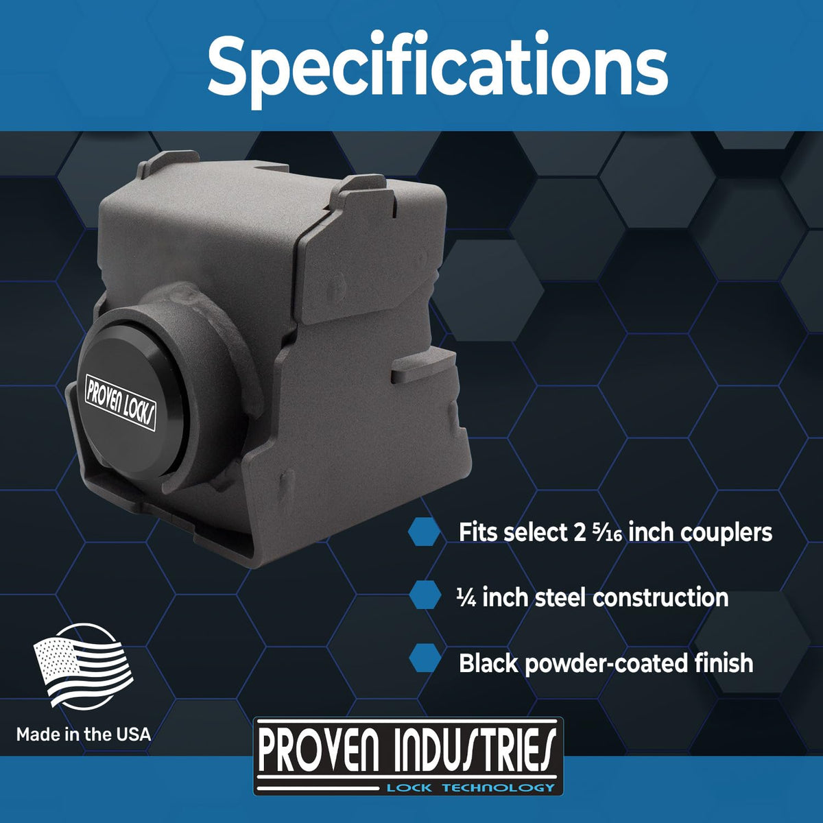 Proven Industries lock in use on RV illustrating quick installation and security