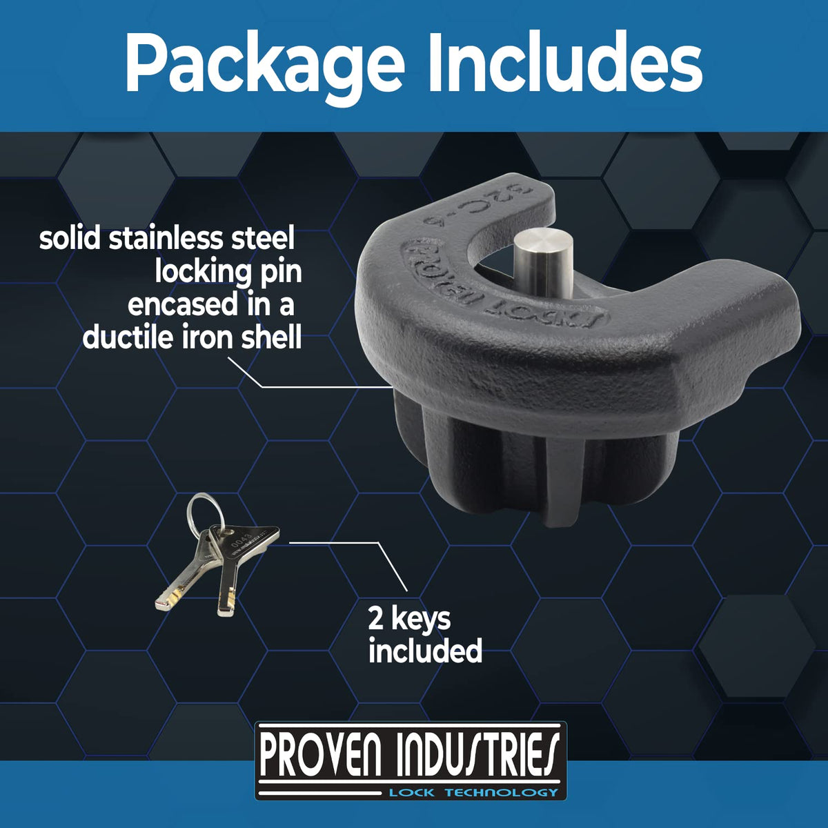 Proven Locks S175 side profile highlighting black powder-coated finish for durability