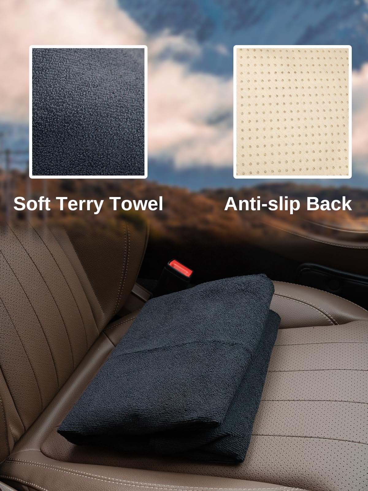 Prpeko installed in SUV front seat illustrating wrinkle-free coverage and safety