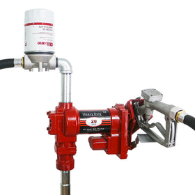 PRUNkuar product label and spec plate highlighting electrical and flow specs
