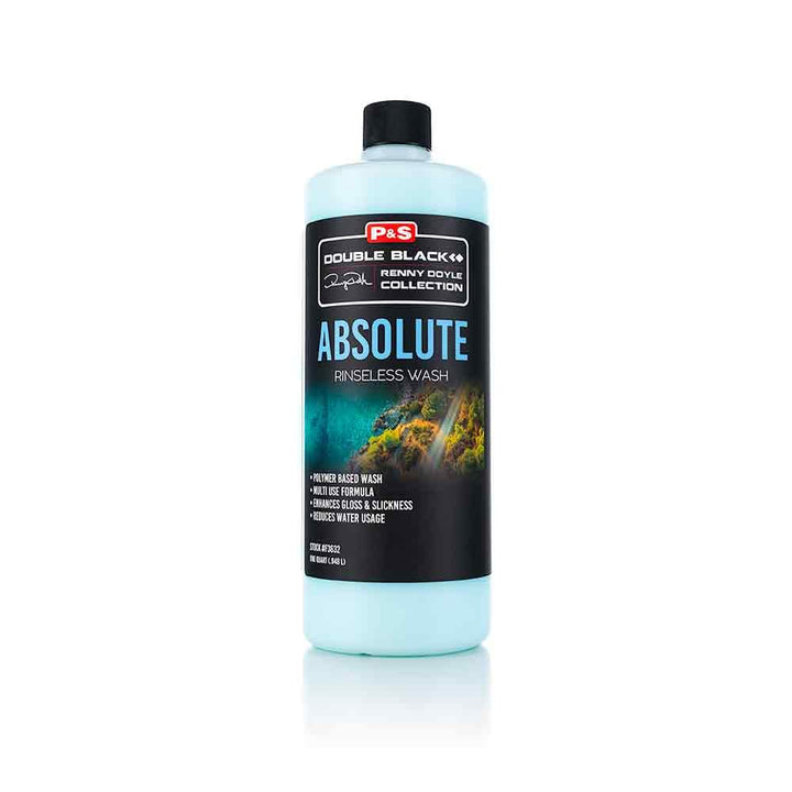P&S Absolute Rinseless Wash quart bottle front showing product and easy-use benefit
