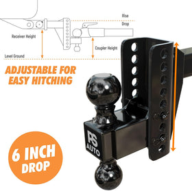 PSAUTO mounted 2-5/16-inch hitch ball illustrating heavy-duty towing readiness