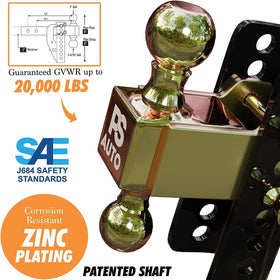 PSAUTO dual balls (2" and 2-5/16") displayed for quick size changes and versatile towing benefit