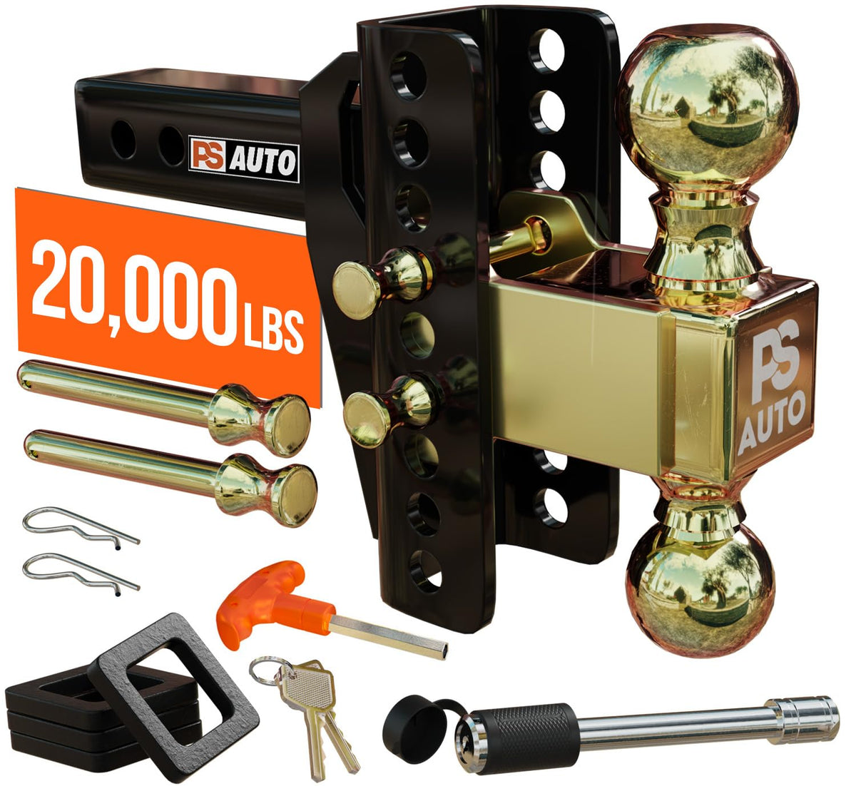 PSAUTO front view of assembled hitch showing sturdy construction and versatility