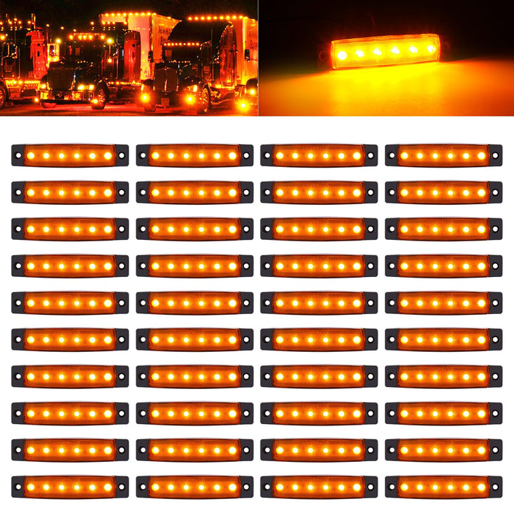 PSDRIQQ front view of amber 6-LED marker light showing compact shape and lens clarity for durable signaling