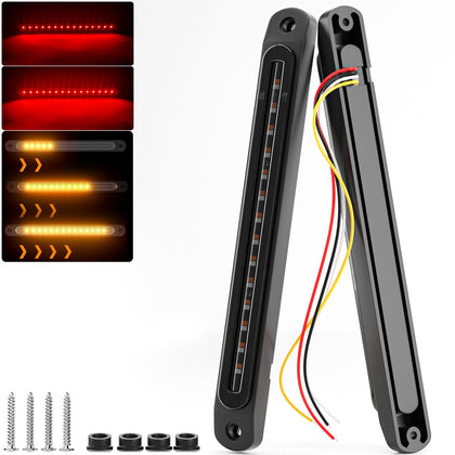 PSEQT 10" tail light bar front view showing red and amber LEDs and smoked lens benefit visibility
