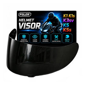 PSLER front view of black visor showing full coverage and secure fit