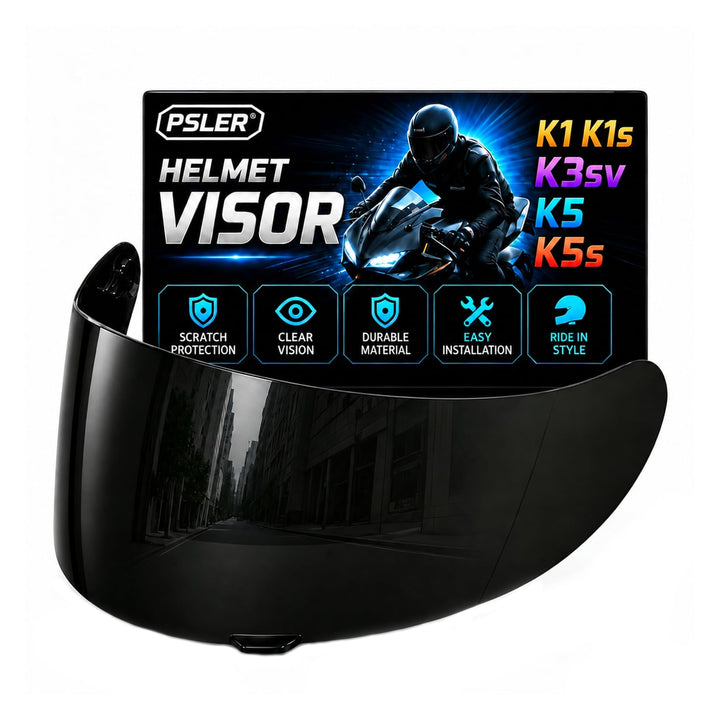 PSLER front view of black visor showing full coverage and secure fit