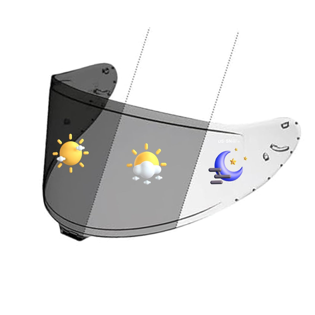 PSLER front view of visor mounted on helmet showing fit and style benefit