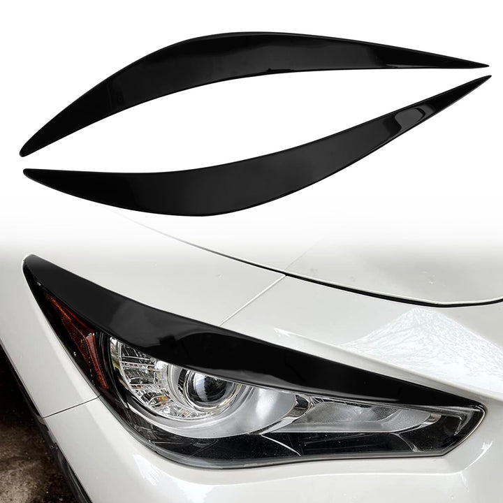 PSLER glossy black eyelids on Infiniti Q50 front view enhances aggressive styling