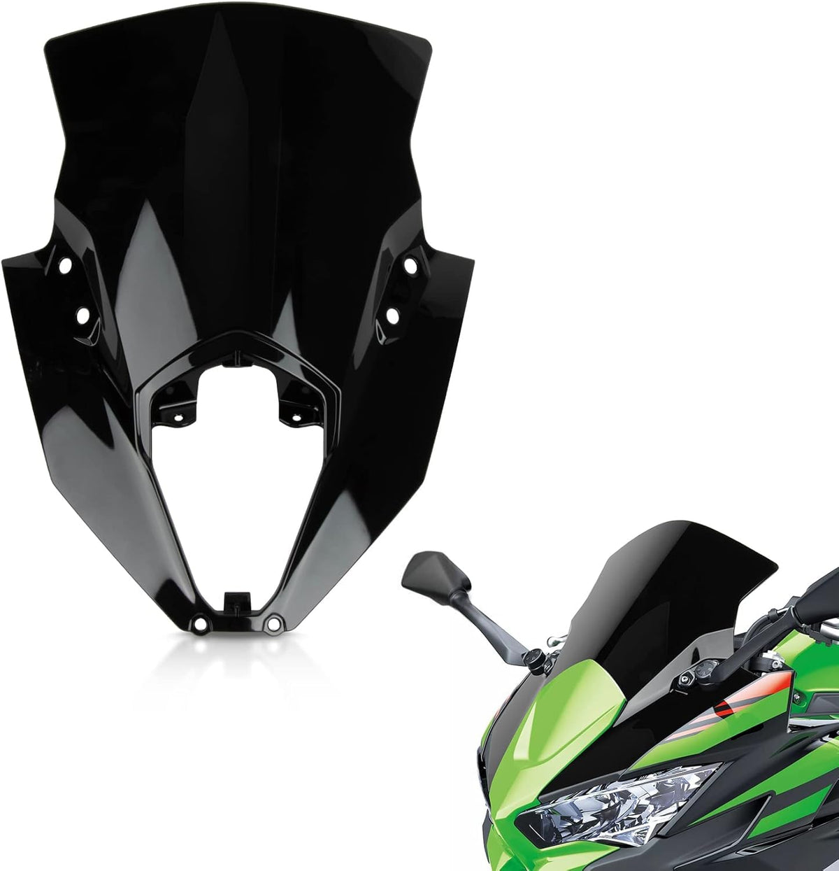 PSLER black windshield front view showing sleek styling and improved aerodynamics