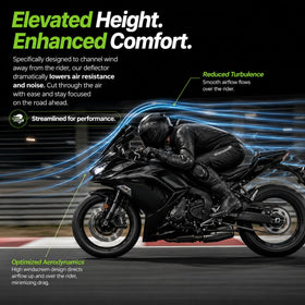 PSLER windshield installed on Ninja 650 ER6F side profile showing wind deflection benefit