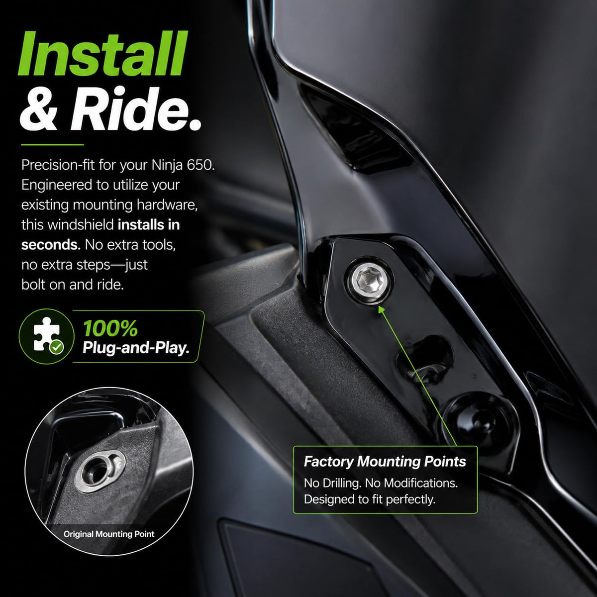 PSLER windshield on road with rider demonstrating reduced wind fatigue benefit
