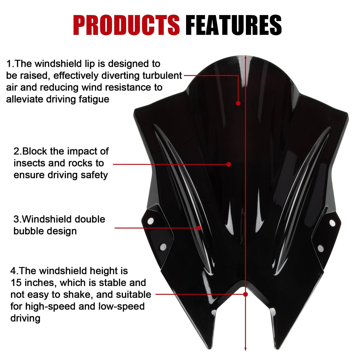 PSLER windscreen mounted on Ninja 500 demonstrating direct-fit installation benefit