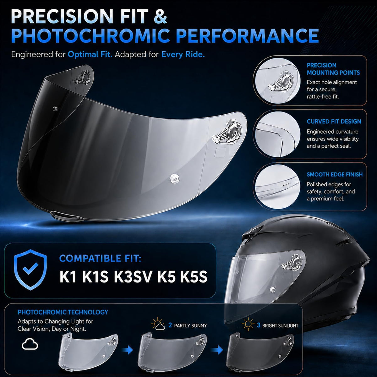 PSLER close-up of visor hinge and mount showing precise engineering benefit