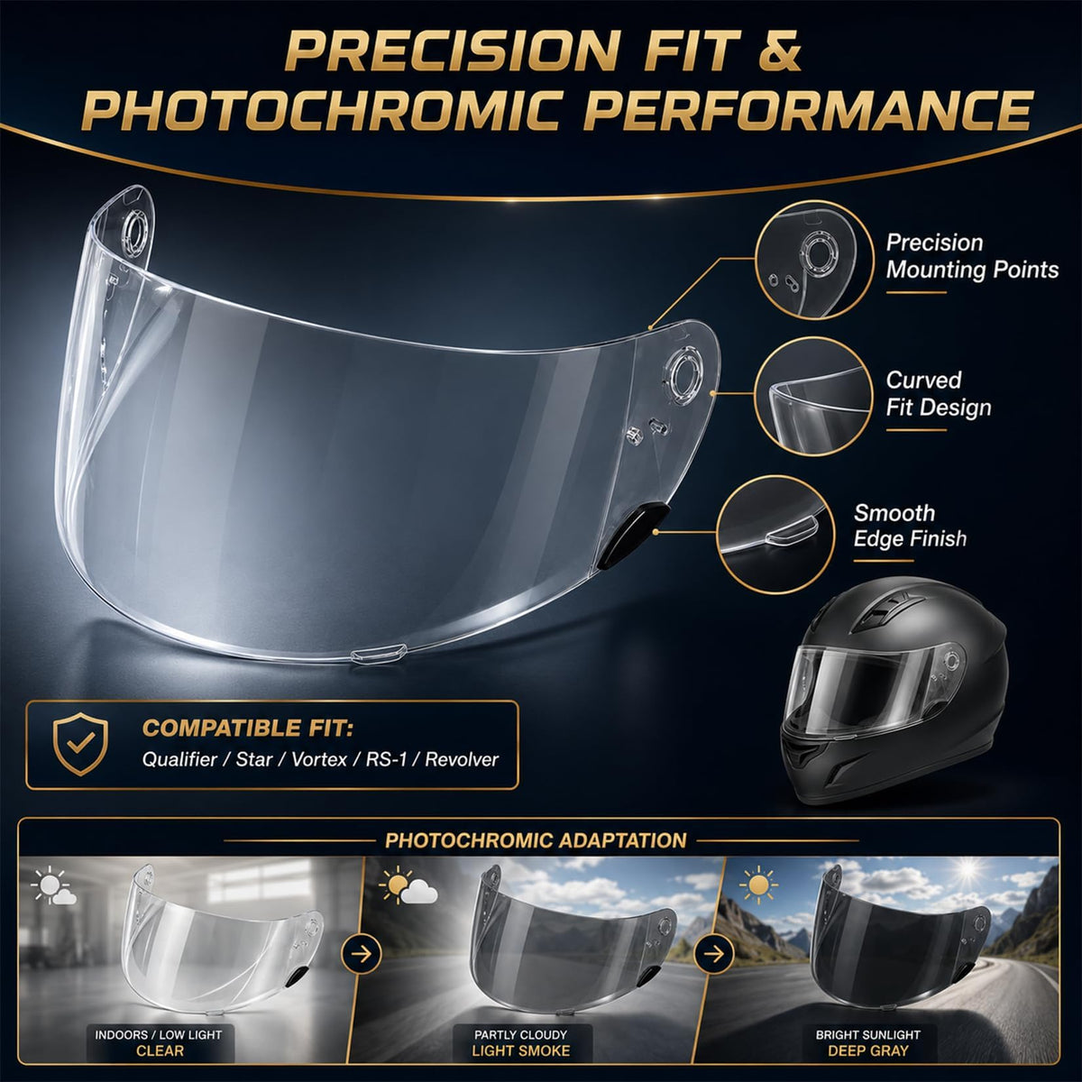 PSLER close-up of photochromic coating showing adaptive darkening benefit