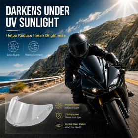 PSLER visor impact detail illustrating shatterproof polycarbonate safety benefit