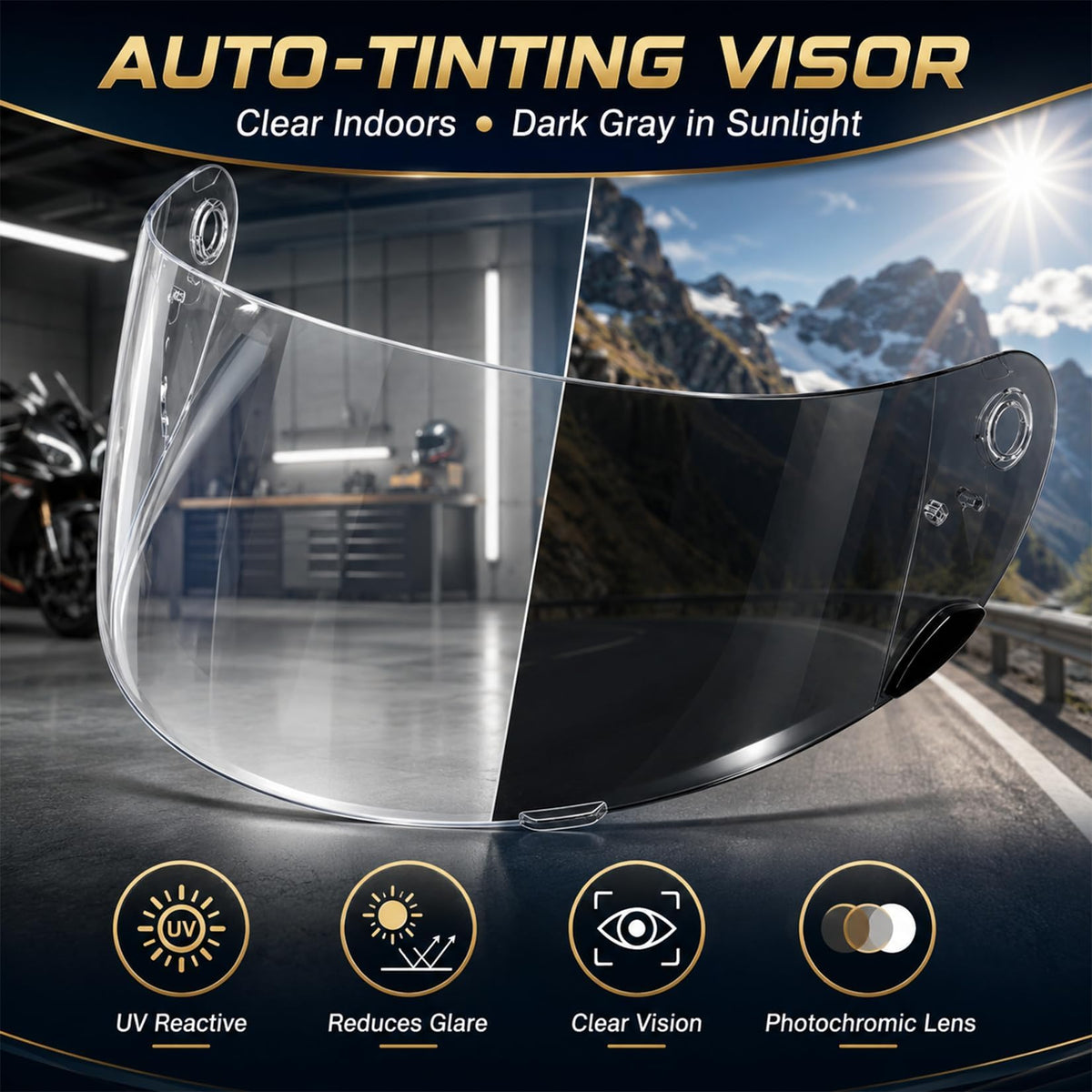 PSLER visor in use on Bell Qualifier helmet showing glare reduction benefit
