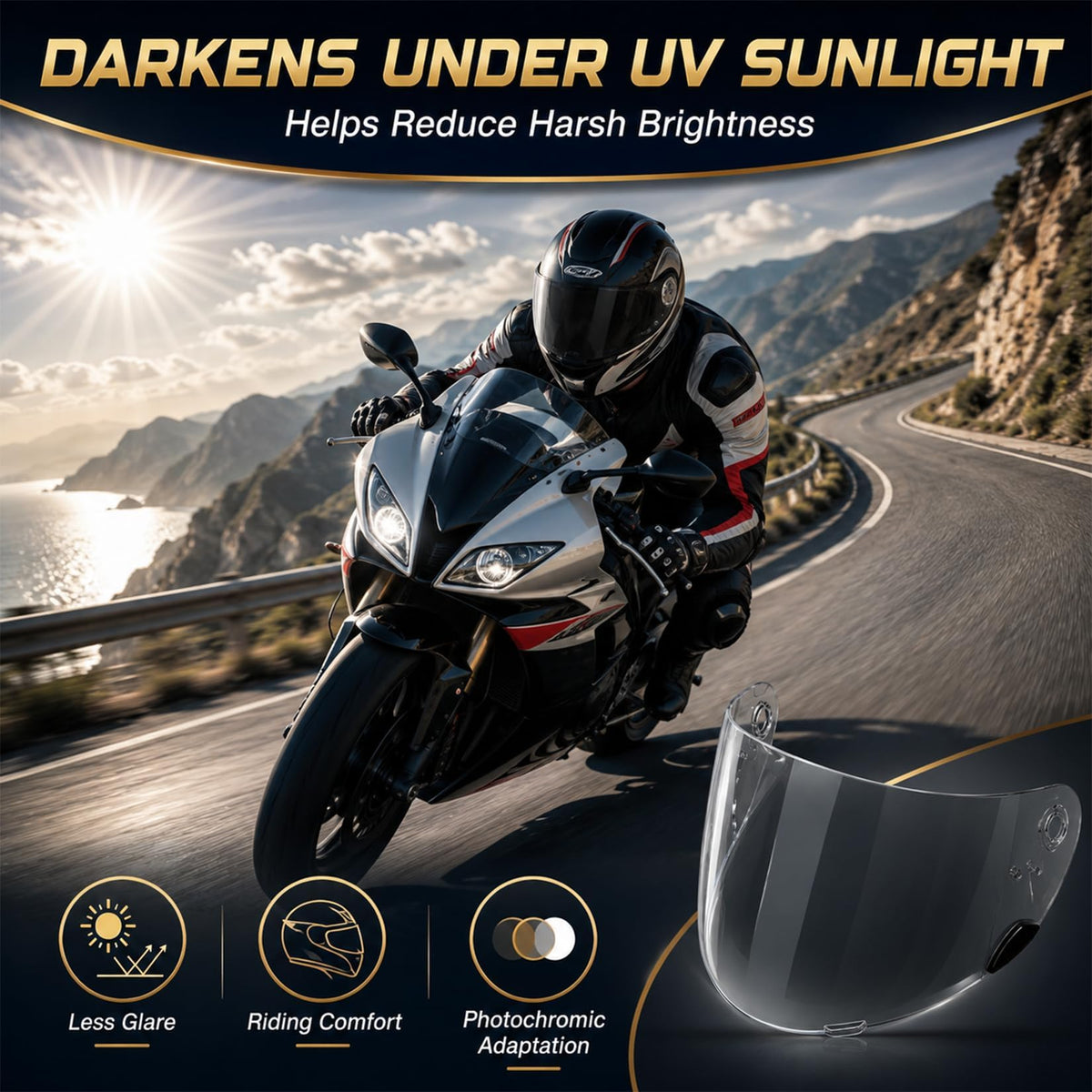 PSLER visor packaging and included parts showing ready-to-install benefit