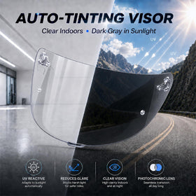 PSLER UV400 label close-up highlighting full UV protection for rider eyes