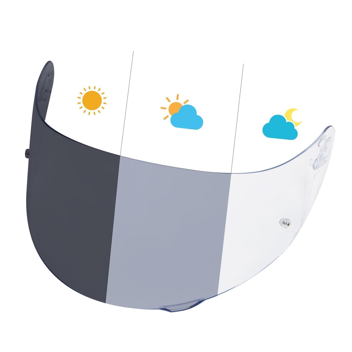 PSLER front view of visor showing fit and clarity, improving helmet protection