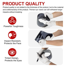 PSLER visor beside a hand showing scale and easy tool-free handling benefit