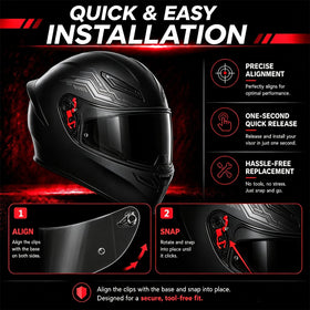 PSLER visor side installed on helmet demonstrating secure fit and convenience