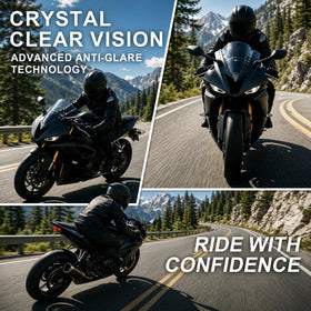 PSLER visor on rider in daytime showing glare reduction and UV protection