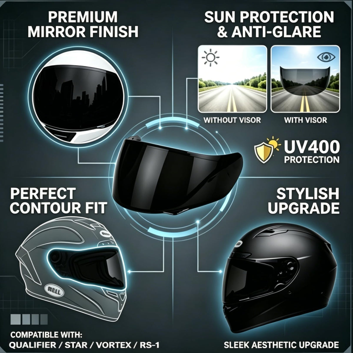 PSLER visor material cross-section illustrating shatterproof strength