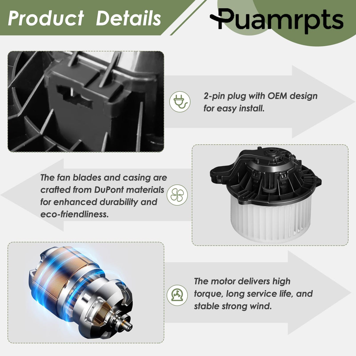 PUAMRPTS blower motor installed in vehicle demonstrating fitment restoration