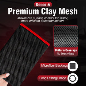 PuddleMe mitts beside a clay bar illustrating faster coverage and easier handling