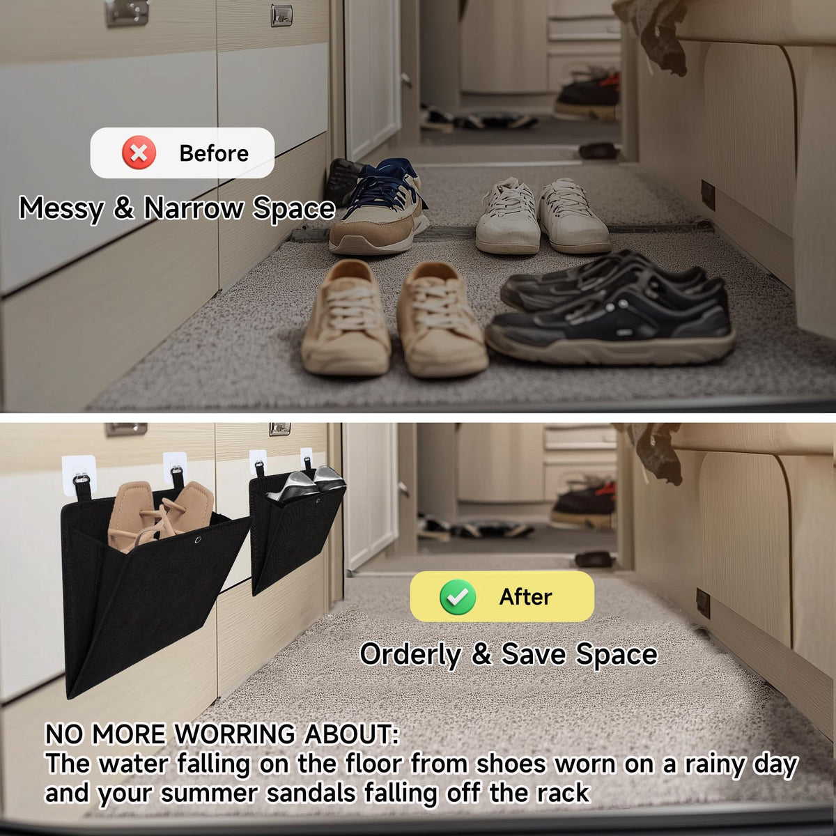 PUGPIU mounted on RV door demonstrates clutter-free camper organization