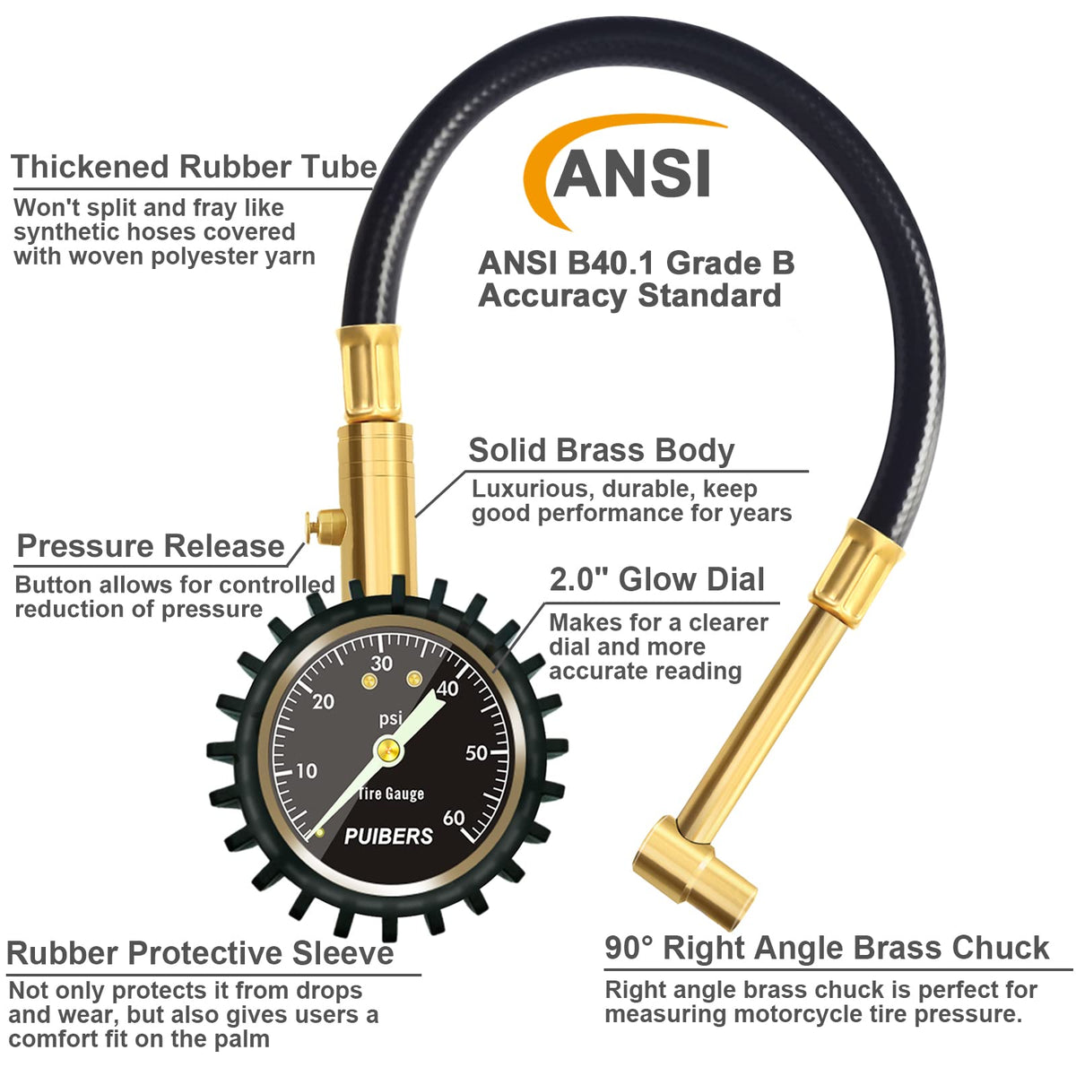 PUIBERS luminous dial at night for fast low-light visibility