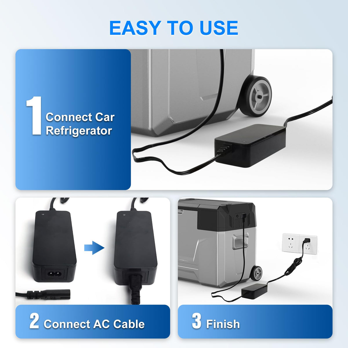 Puincunor adapter powering a fridge in a kitchen for convenient home use benefit