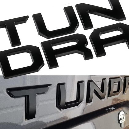 Pukonger front view tailgate letters on Tundra showing bold matte finish and improved look