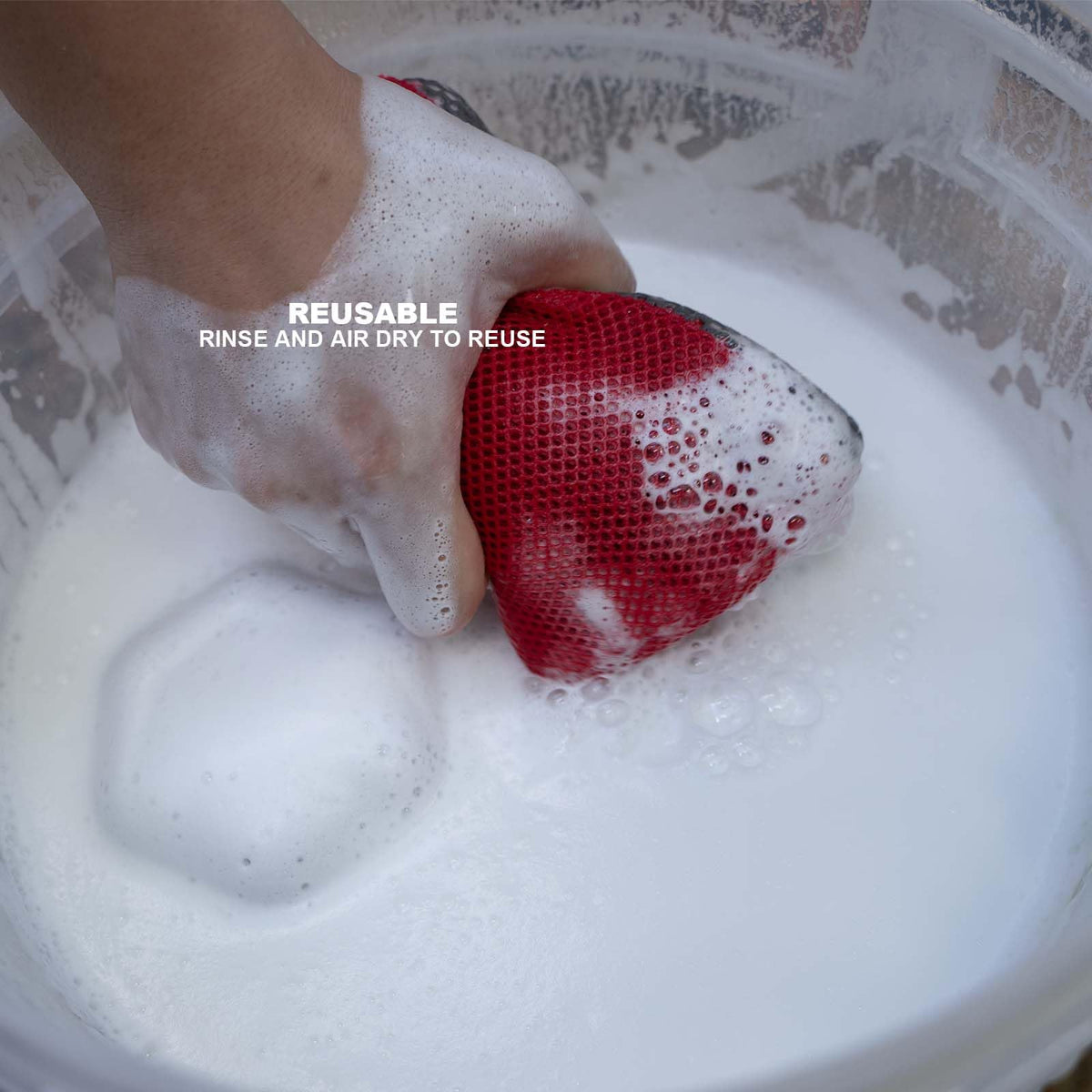 PUMBAA HOME sponge held in hand to show compact size and easy handling