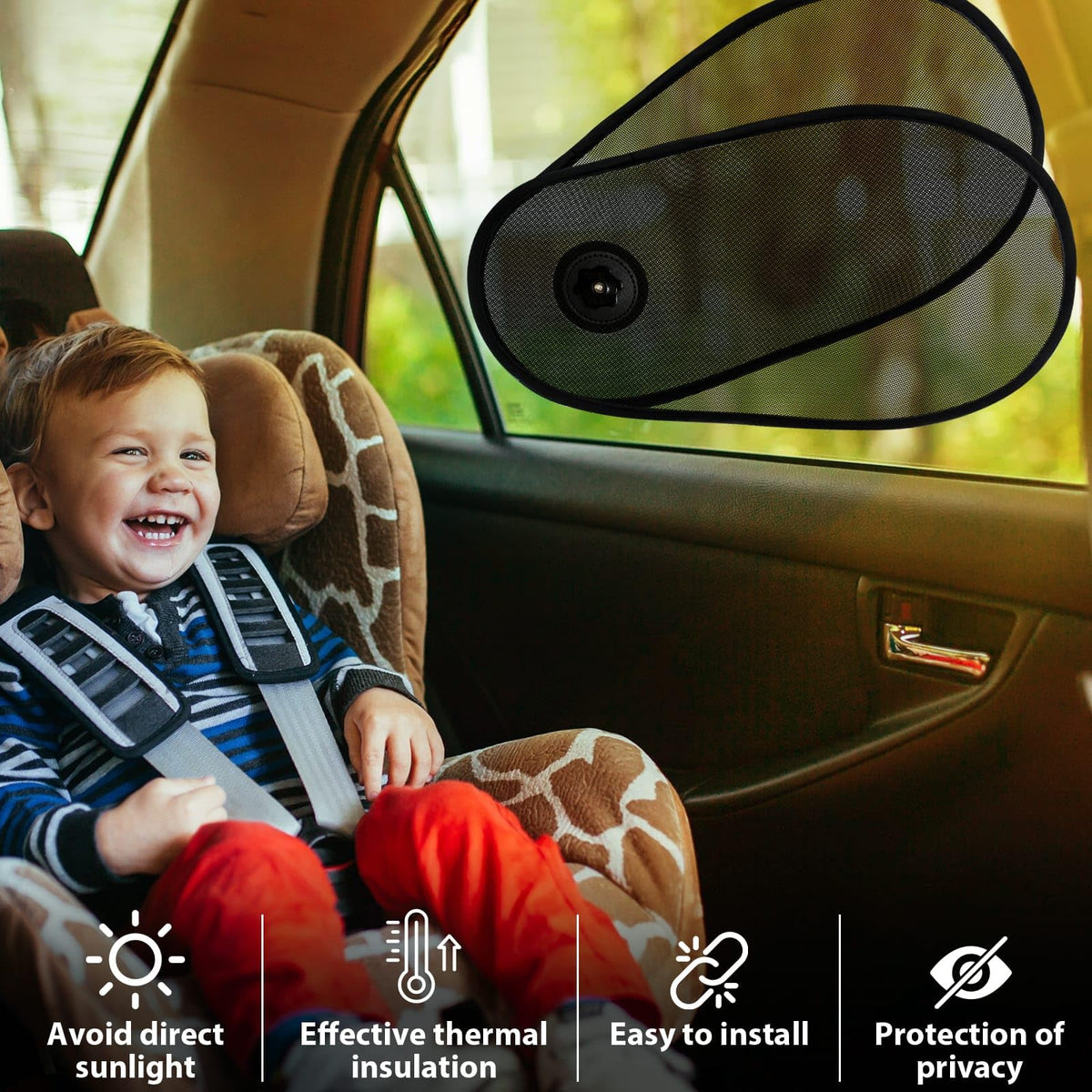 PUMHUBO installed on car side window reducing glare and maintaining visibility