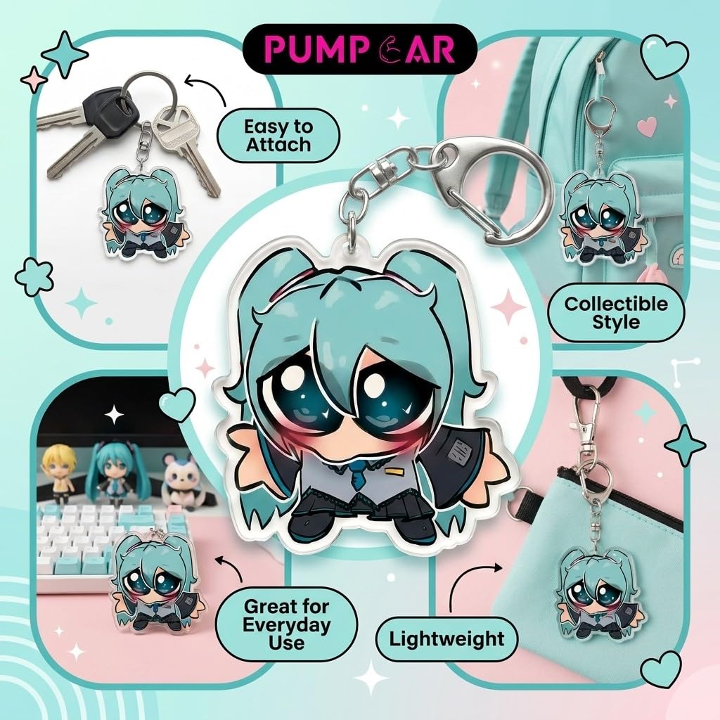 PumpCar Miku attached to lanyard for convention-ready fandom display