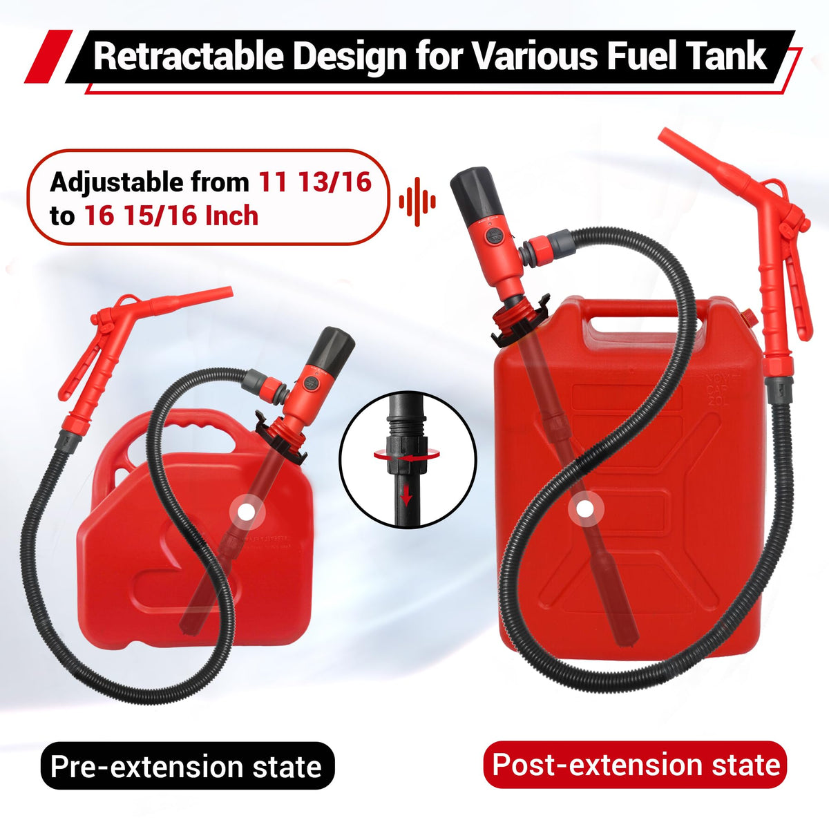 PUMPTOR adjustable intake pipe extended, fits multiple can depths for versatility