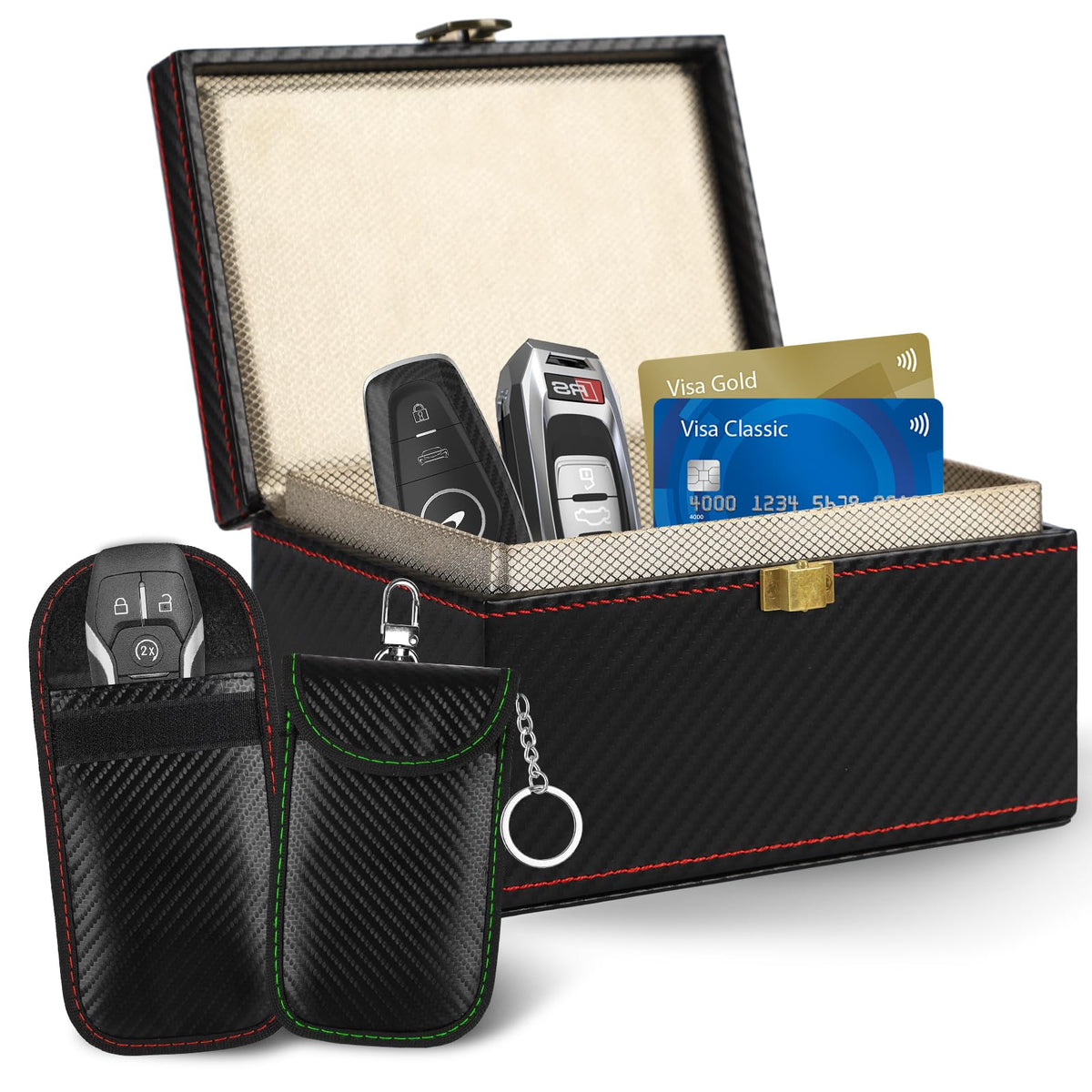 Punwocy faraday box front view showing secure storage and organized look