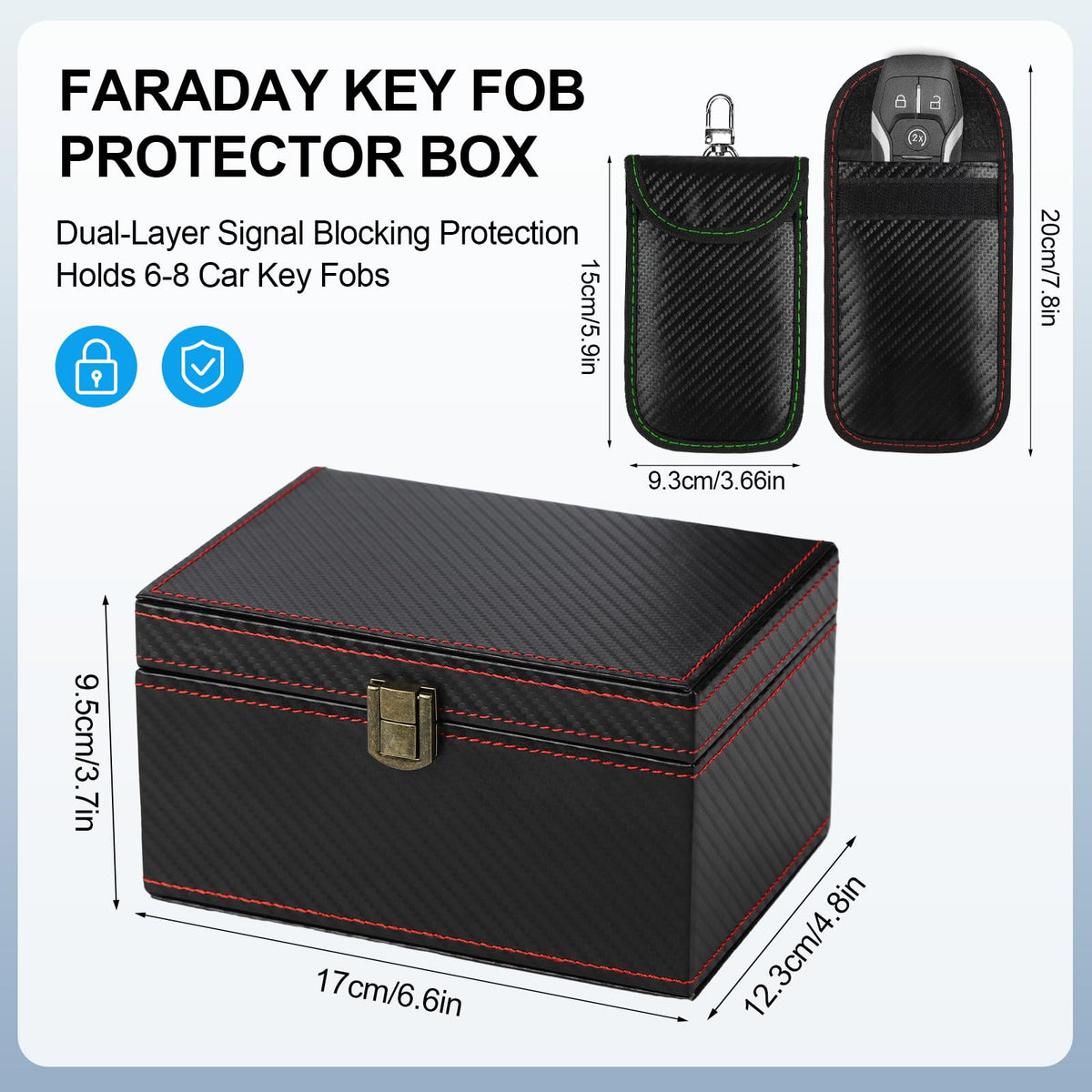 Punwocy faraday pouch front view showing compact signal-blocking protection